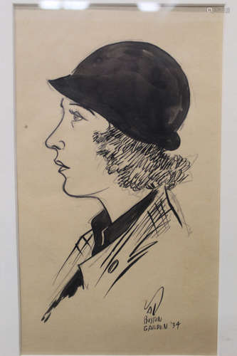 Portrait of Margaret Kimball, Francis Dahi (1907-1973) ink on paper.