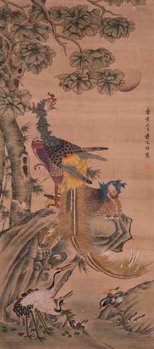 Chinese water color painting on silk.