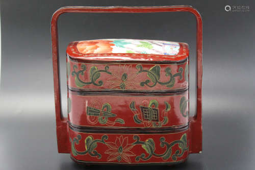 Chinese lacquer stack box.