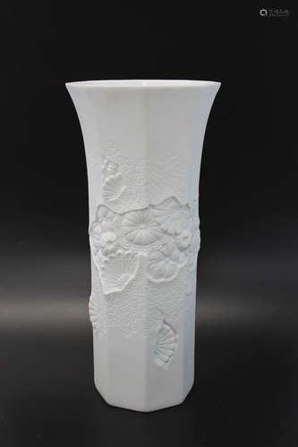 White bisque porcelain vase made by Kaiser, Germany.