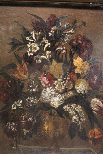 Still life flowers, unknown artist. Oil on canvas.