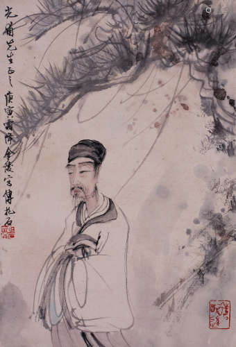 Chinese ink and water color painting on paper.