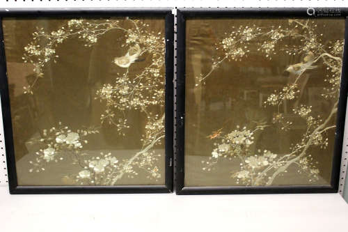 A pair of Chinese embroidery panels.