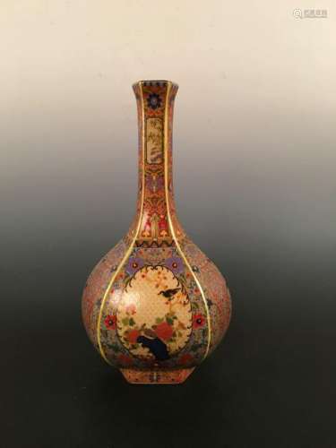 Chinese Famille Rose Hexagonal Vase With Yong Zheng