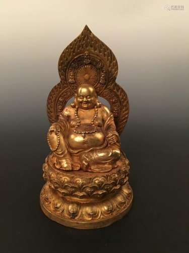 Gilt Bronze Sitted Happy Buddha