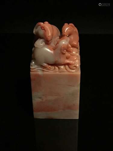 Chinese Shoushang Stone Three Goats Seal