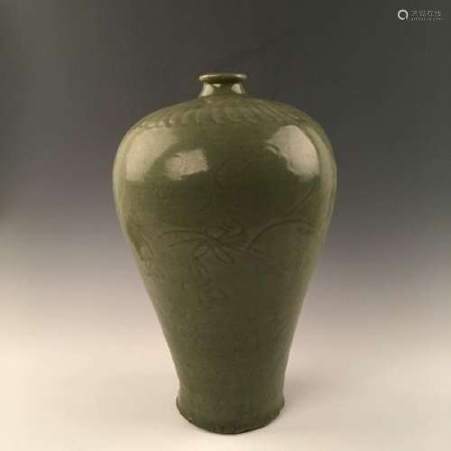 Chinese Yaozhou Ware Plum Vase With Carved Decoration