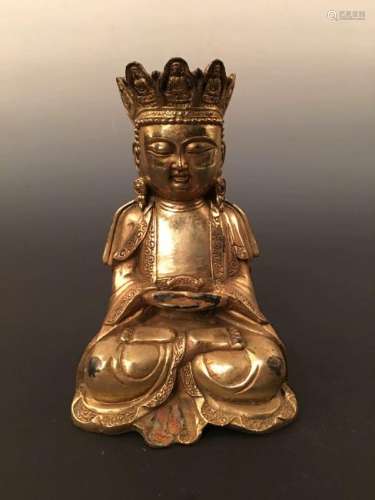 Chinese Gilt Bronzen Guanyi Buddha