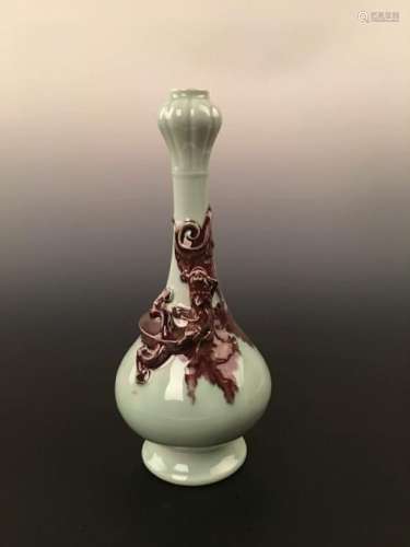 A Rare of Copper-Red ChiLong Bottle Vase