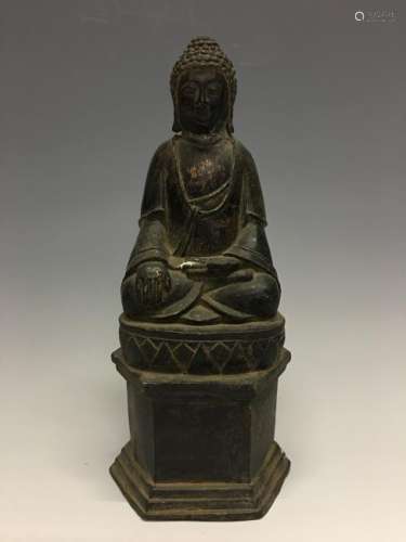 Chinese  Qing-Long mark Bronze Buddha