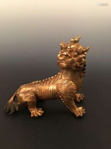 Fine Chinese Gilt Bronze Beast