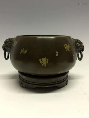 Bronze Censer Cover With Spotted Gold