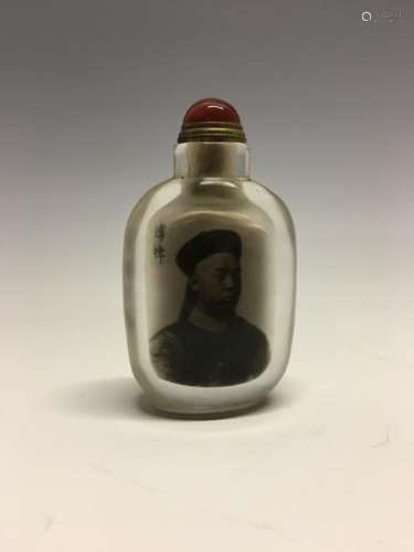 Chinese Glass Snuff Bottle With Inside-Painting