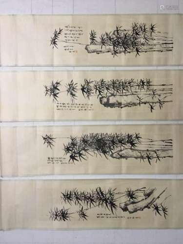 Four Hanging Scrolls Of Bamboo