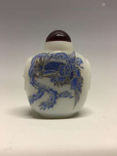 Chinese Glass Snuff Bottle With Landscape Painting And