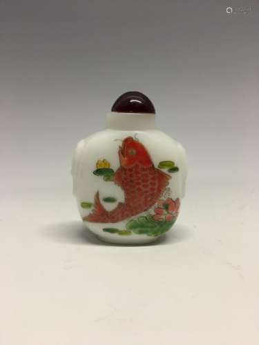 Chinese Double Gourd Shape Glass Snuff Bottle With