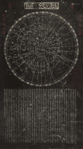 溥儒题藏《天文图》 旧拓本 1轴 纸本 立轴