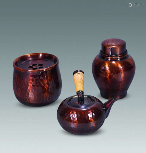 20世纪 铜茶道具 （一套三件）