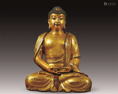 明 铜鎏金如来佛祖坐像