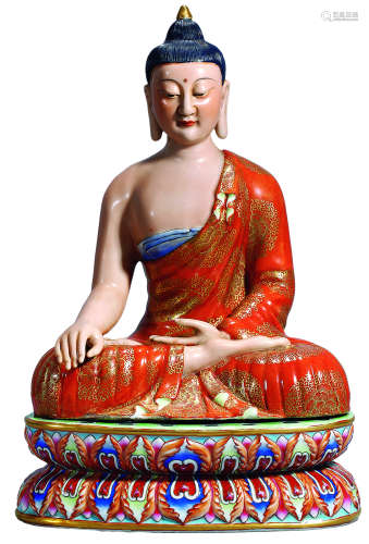 民国 粉彩佛祖坐像