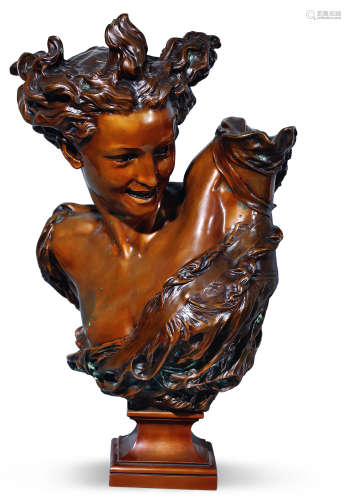 20世纪 铜塑少女头像