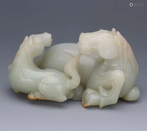 CHINESE CELADON JADE HORSES