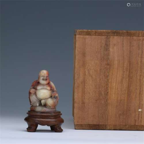 CHINESE SOAPSTONE SEATED BUDDHA