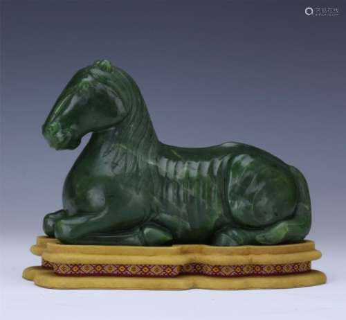 CHINESE SPINACH JADE COUCHING HORSE