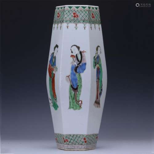 CHINESE PORCELAIN FAMILLE ROSE LADIES VASE