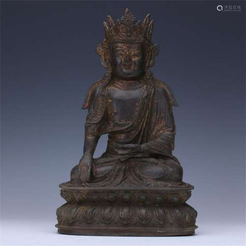 CHINESE BRONZE SEATED GUANYIN