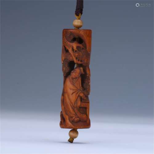 CHINESE BAMBOO CARVED FIGURE INCENSE CAGE