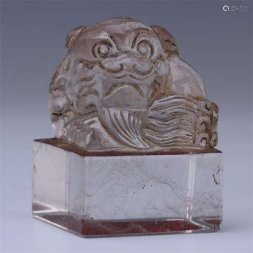 CHINESE ROCK CRYSTAL BEAST SEAL