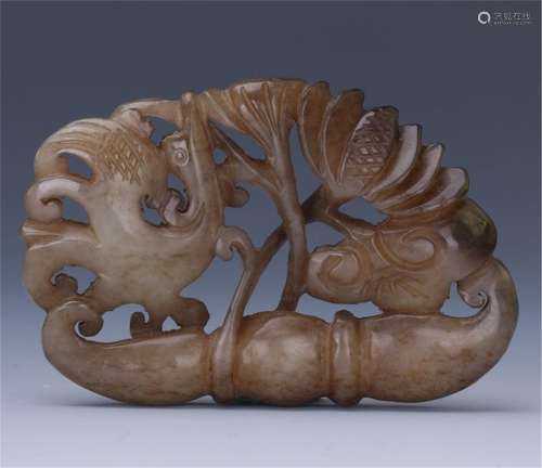 CHINESE ANCIENT JADE PHOENIX PLAQUE