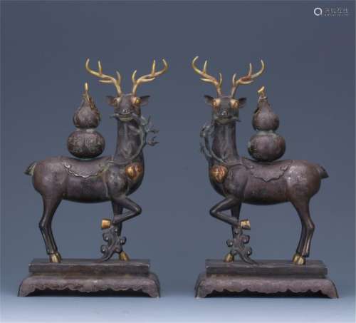 PAIR OF CHINESE SILVER DEER TABLE ITEMS