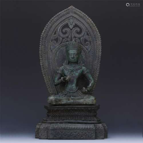 TIBETAN BRONZE SEATED BUDDHA