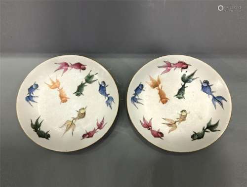 PAIR OF CHINESE FAMILLE ROSE FISH DISHES