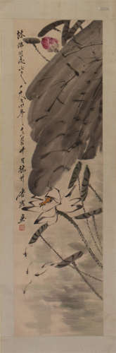 CHINESE SCROLL PAINTING OF LOTUS