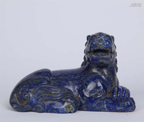 CHINESE LAPIS COUCHING LION TABLE ITEM