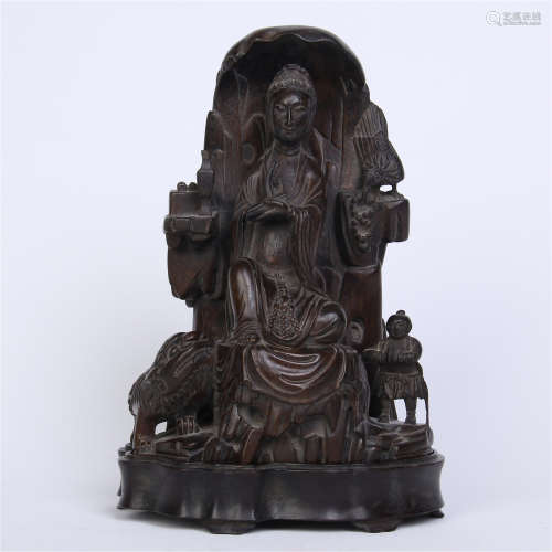 CHINESE AGLAWOOD SEATED GUANYIN