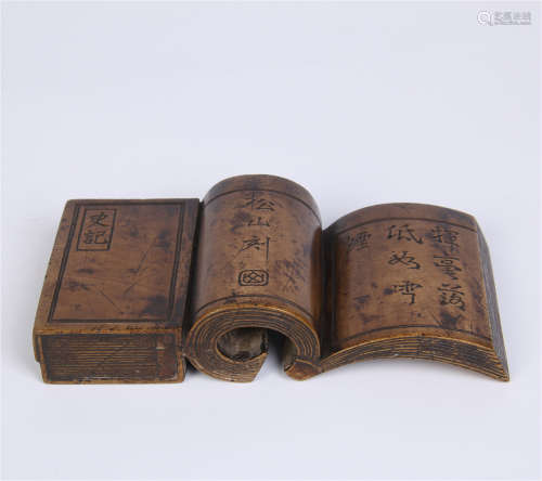 CHINESE BOXWOOD BOOK SHAPED PAPER WEIGHT