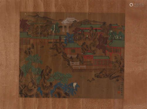 CHINESE SCROLL PAINTING OF TEMPLE