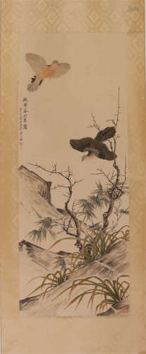 CHINESE SCROLL PAINTING OF BIRD AND FLOWER