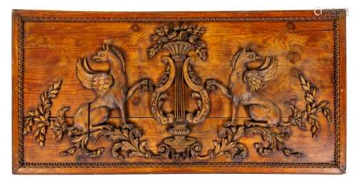 * A French Carved Walnut Panel Height 25 x width 50