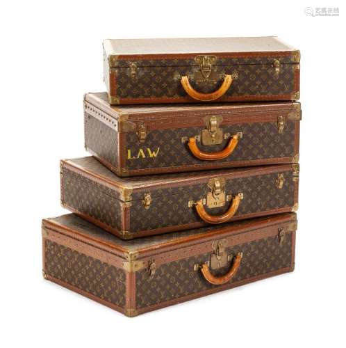 Four Louis Vuitton Suitcases Height 20 x width 29 3/4 x