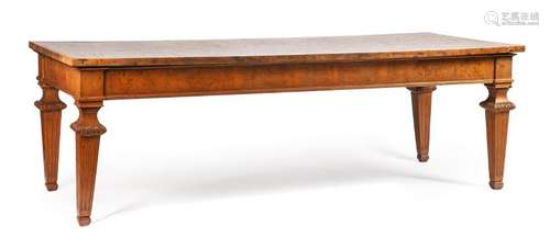 An Italian Neoclassical Burlwood Dining Table Height 31