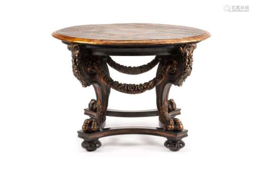 A Continental Carved and Painted Center Table Height 30