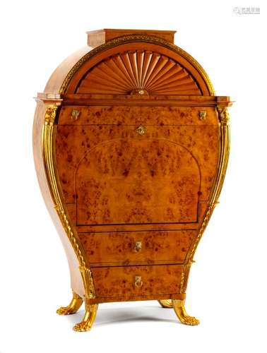 An Austrian Biedermeier Parcel Gilt Secretary Height 64