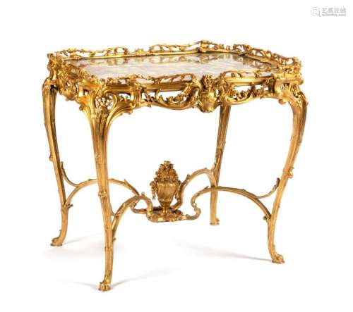 A Louis XV Style Gilt Bronze Table Height 30 x width 33