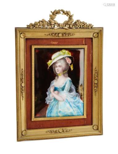 A French Enameled Plaque Plaque: height 6 3/8 x width 4