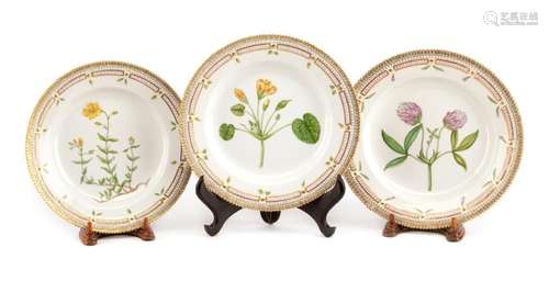 A Set of Twelve Royal Copenhagen Flora Danica Dinner